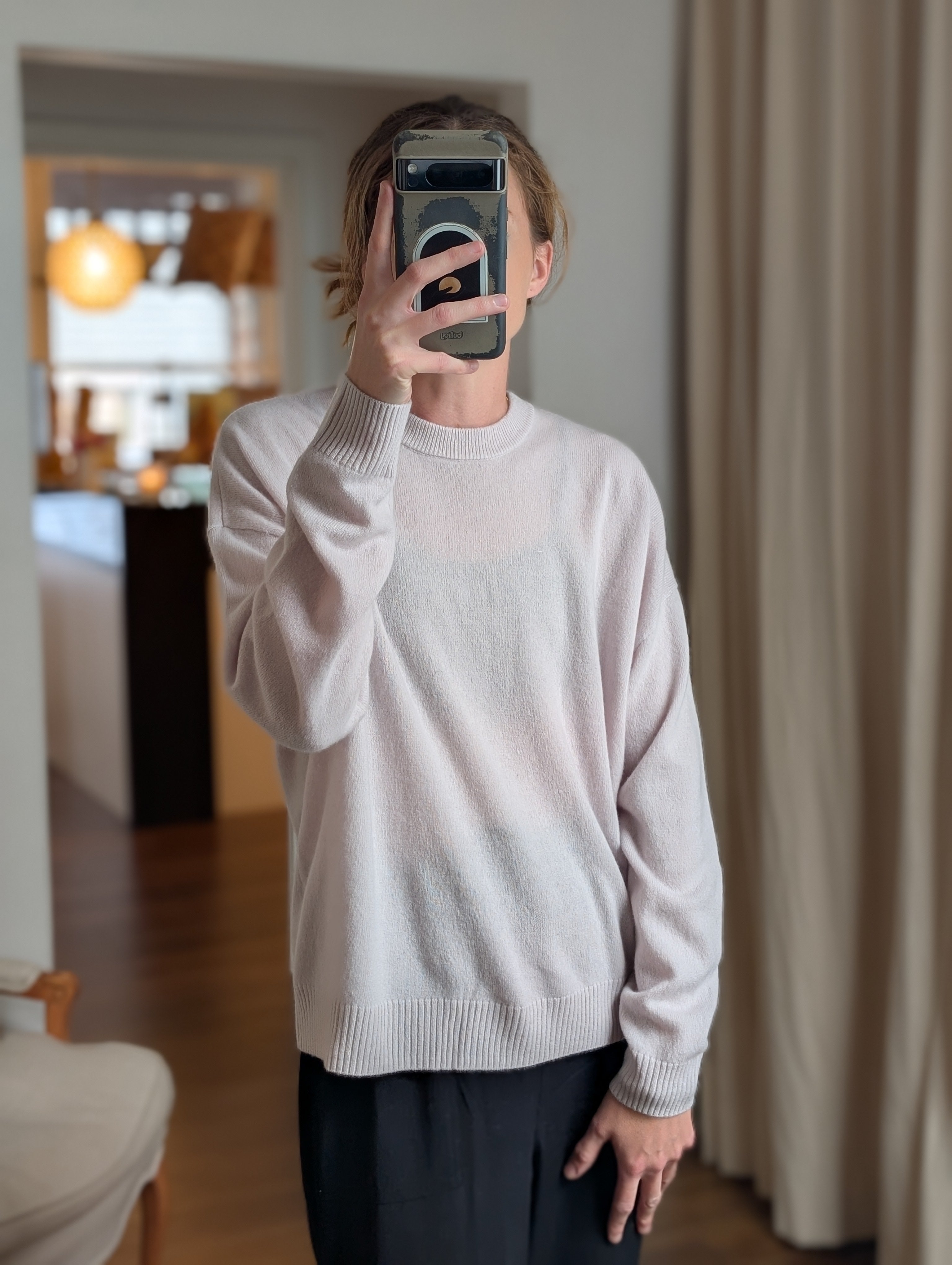 cashmere oversized crew in fog