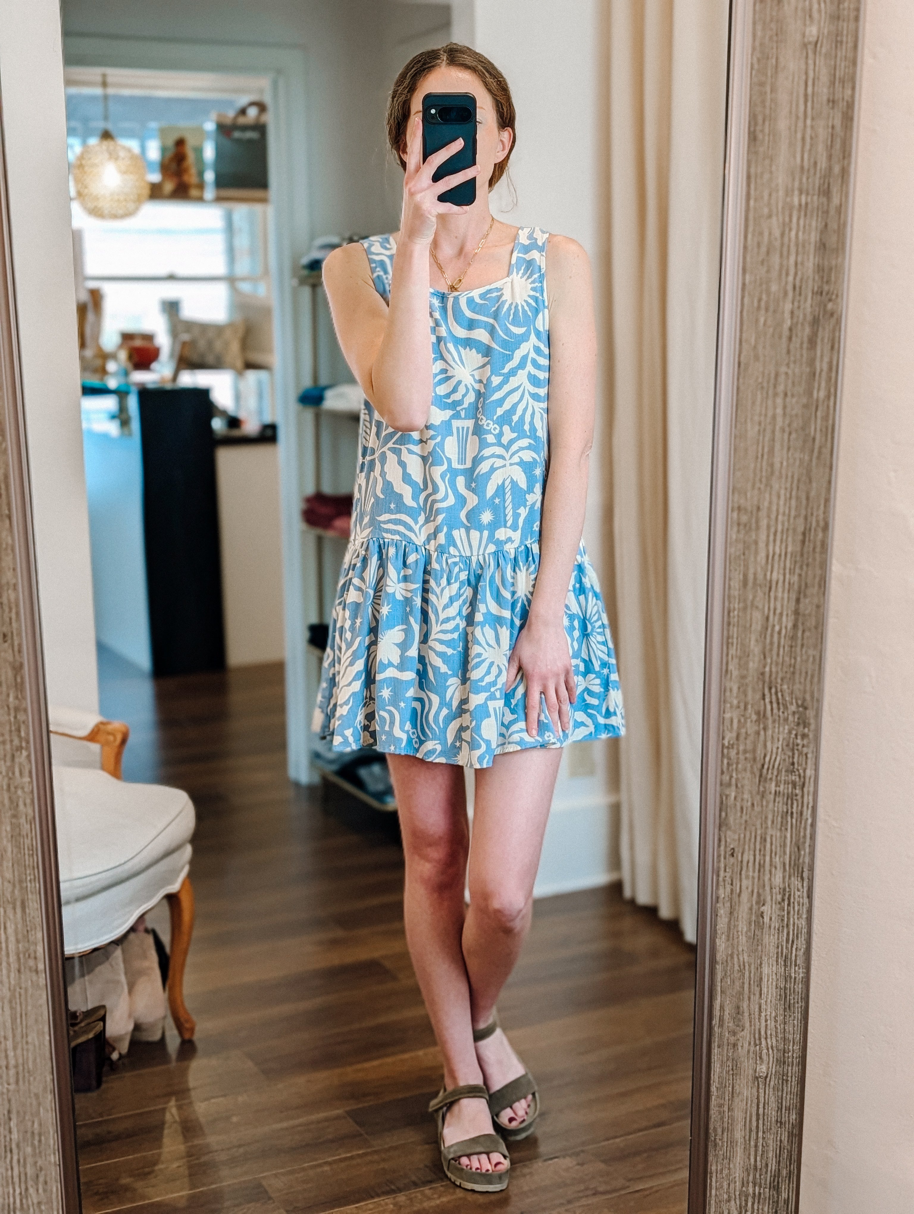 woven linen blend reversible play dress