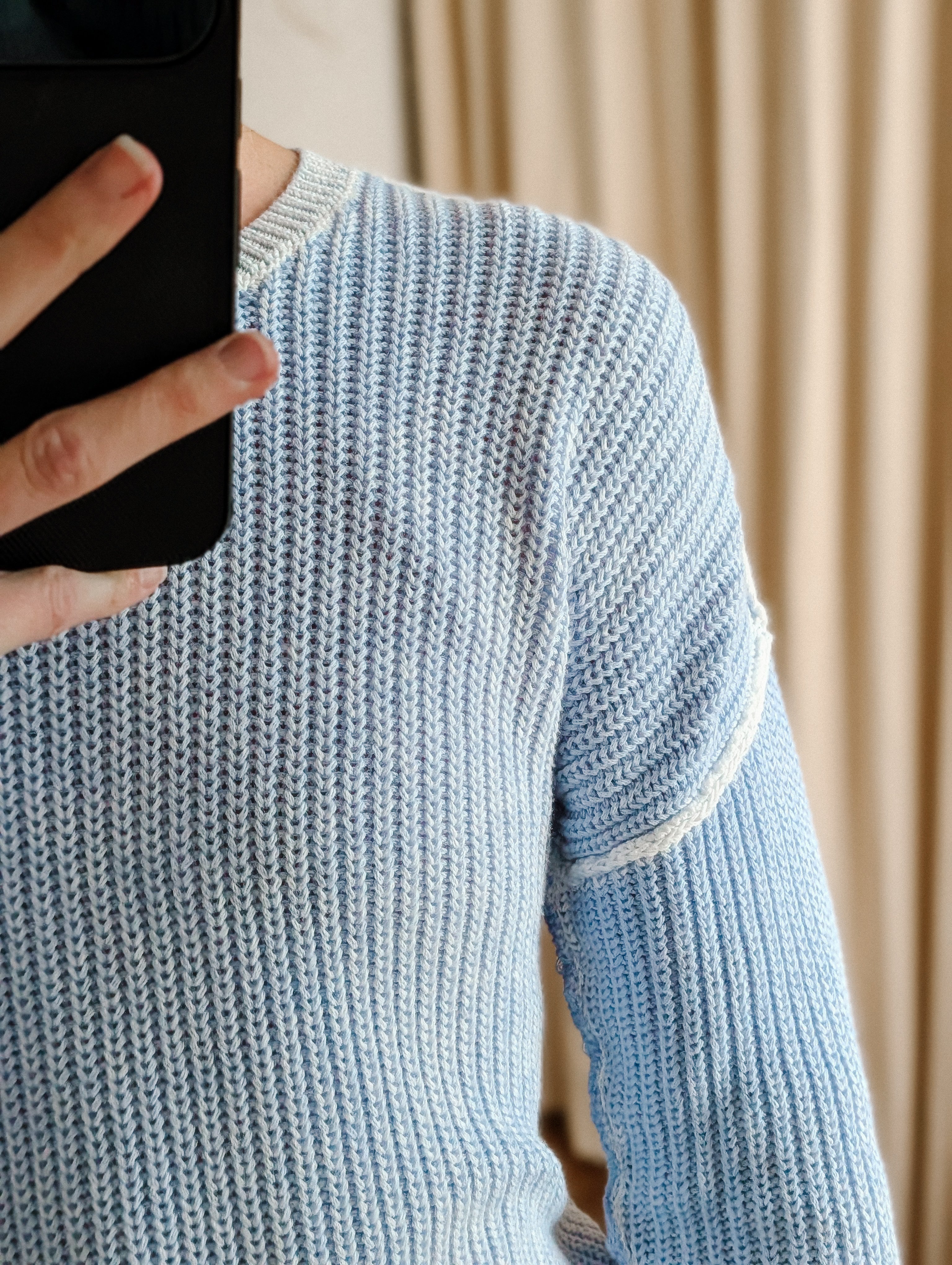 whitewash shaker crew in chambray