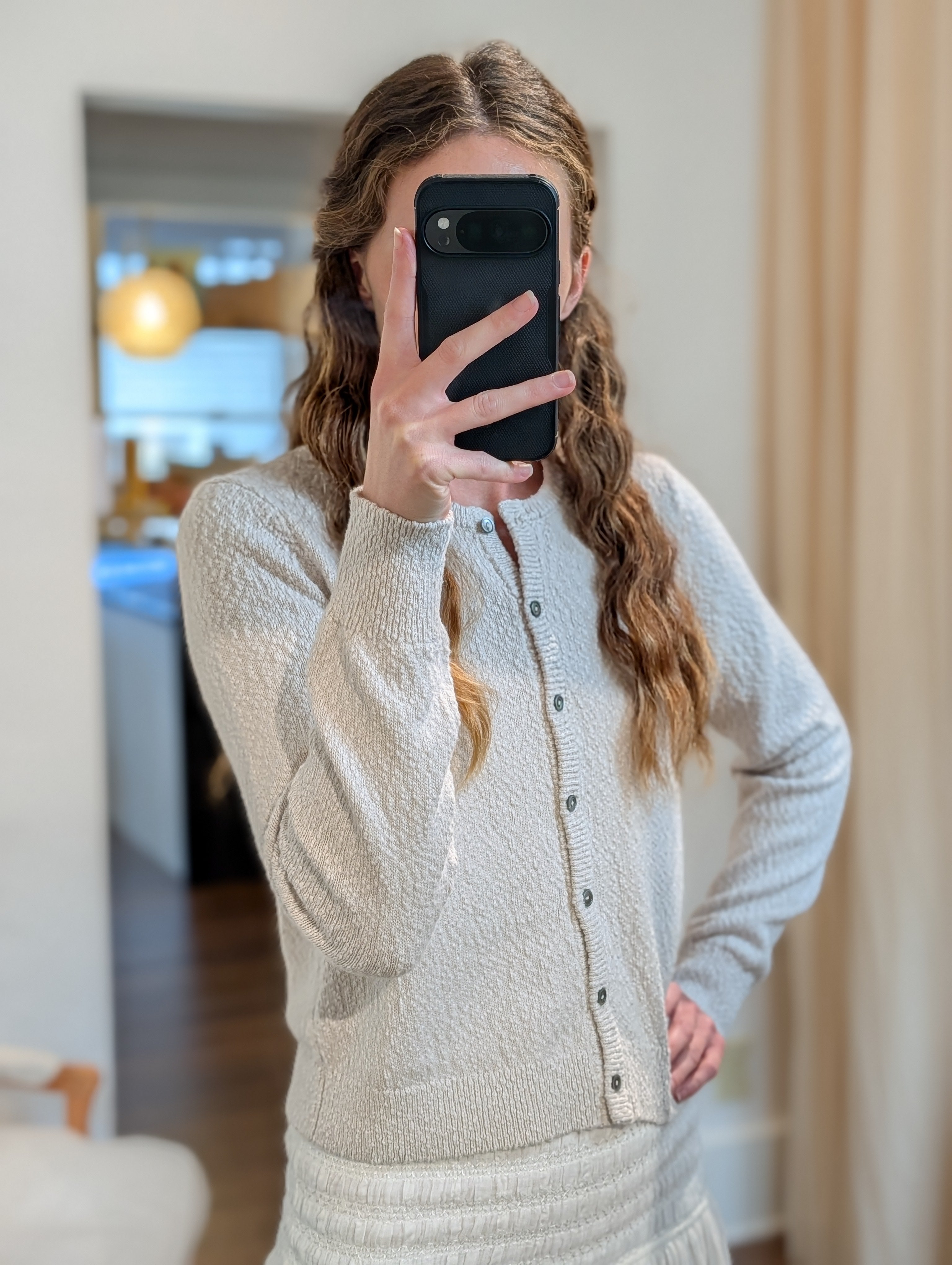 boucle cropped cardi in chalk