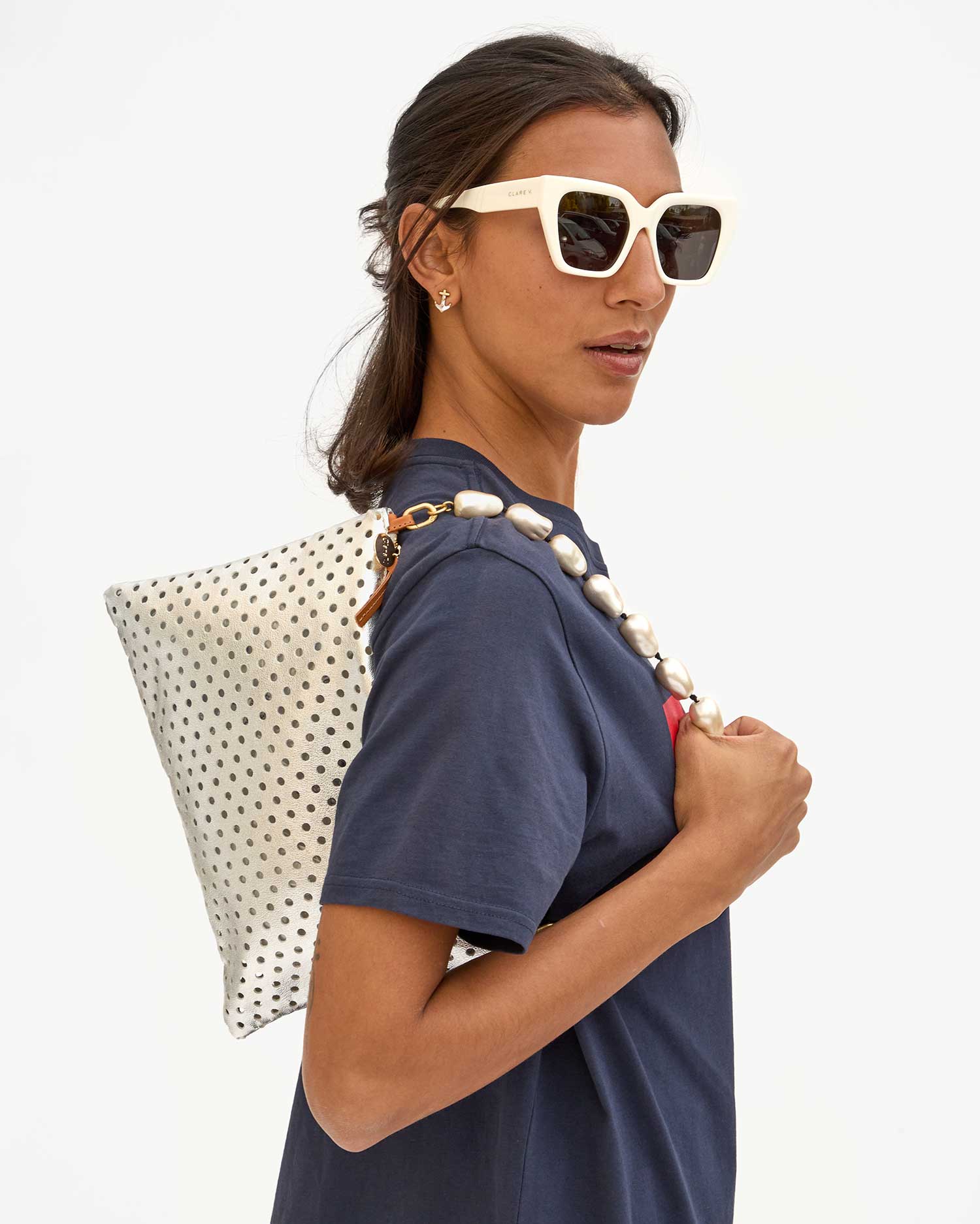 shortie strap in cream pearl