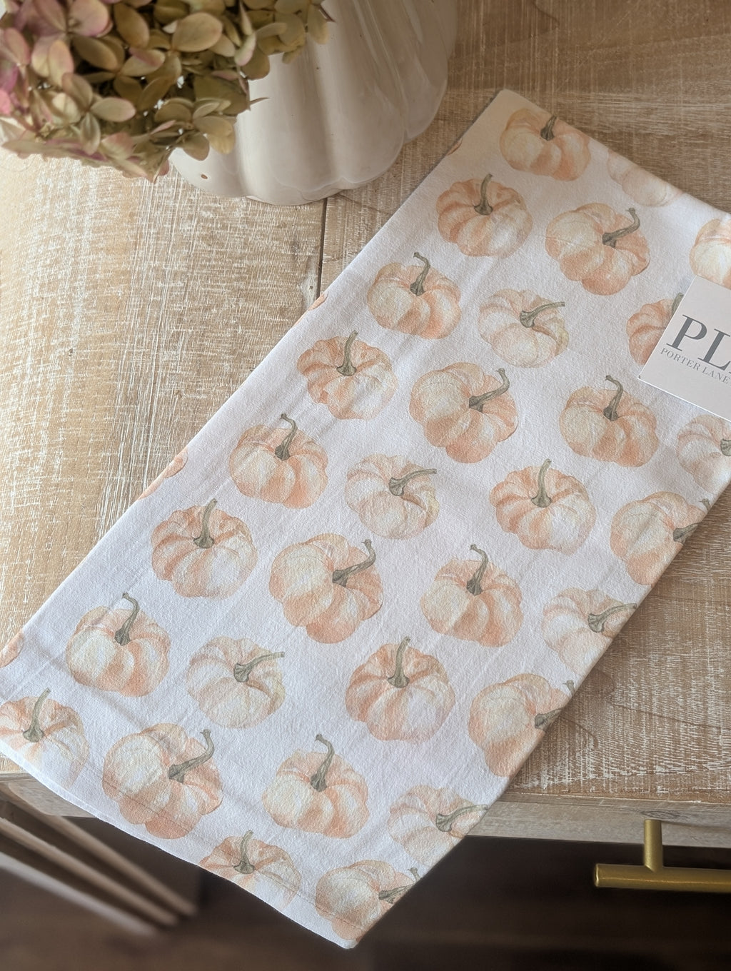 pumpkin pattern tea towel