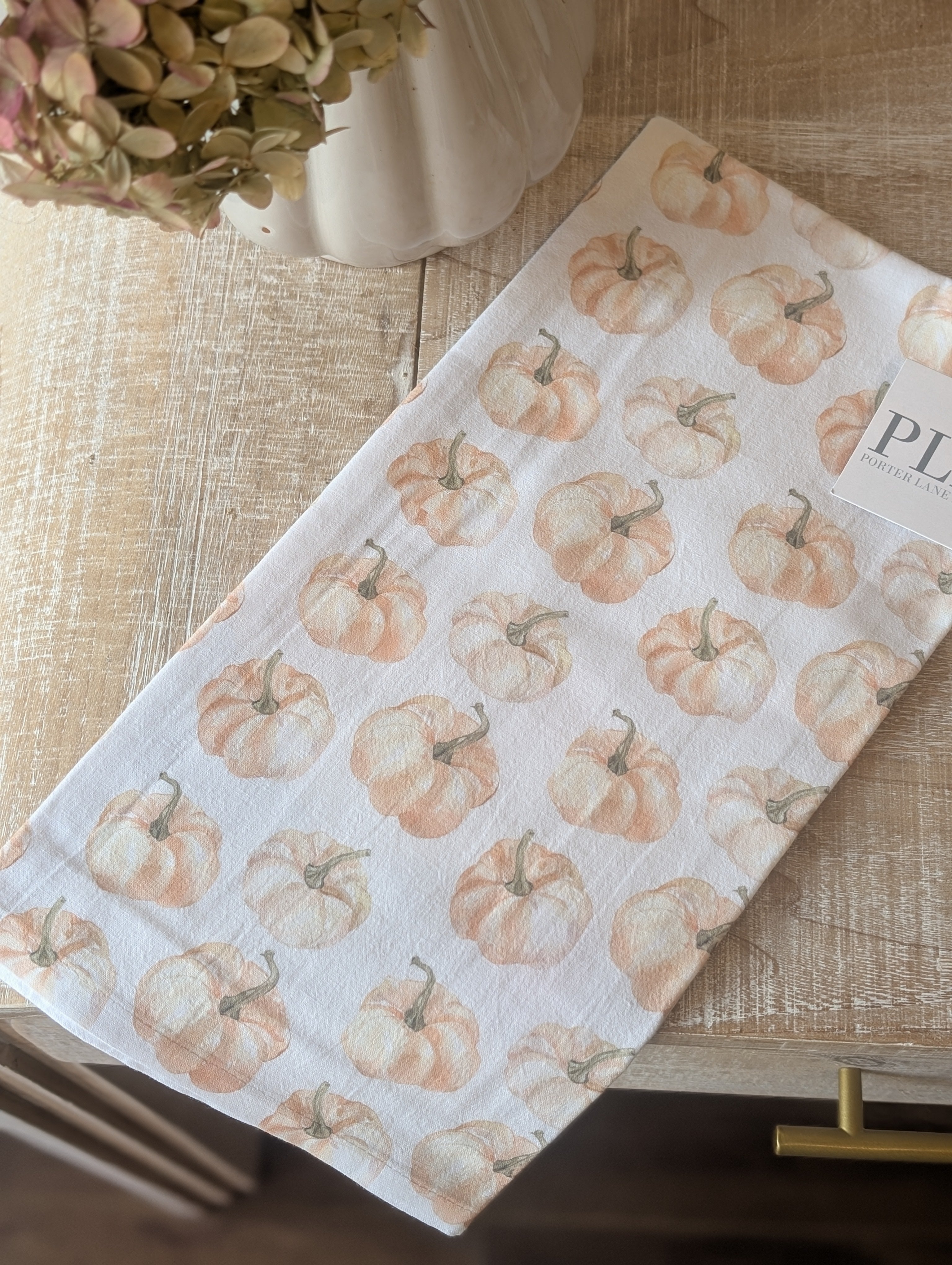 pumpkin pattern tea towel