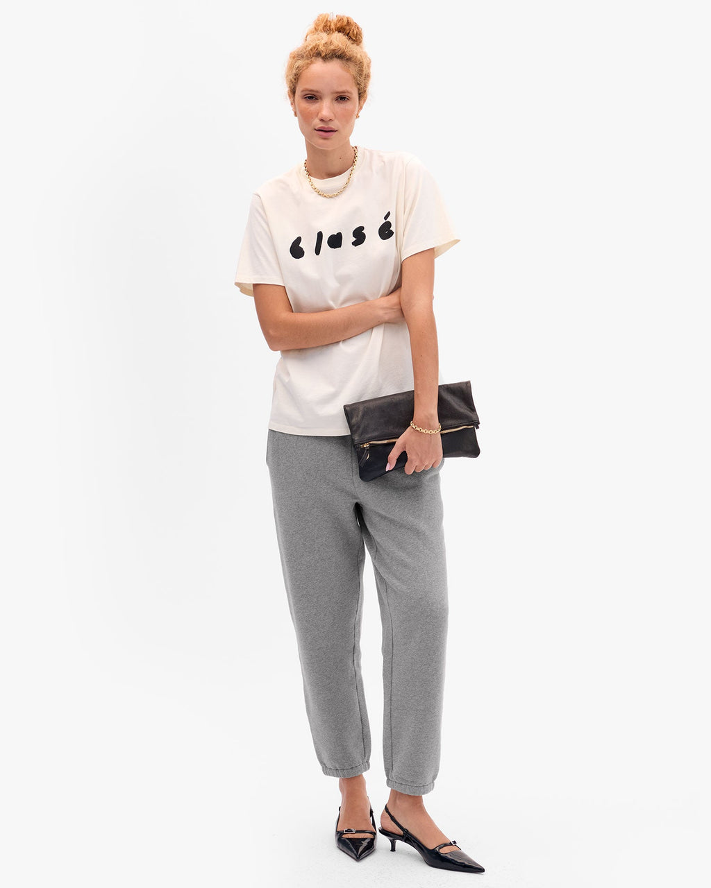 foldover clutch in petit caviar