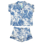 blue & white safari toile short pj set