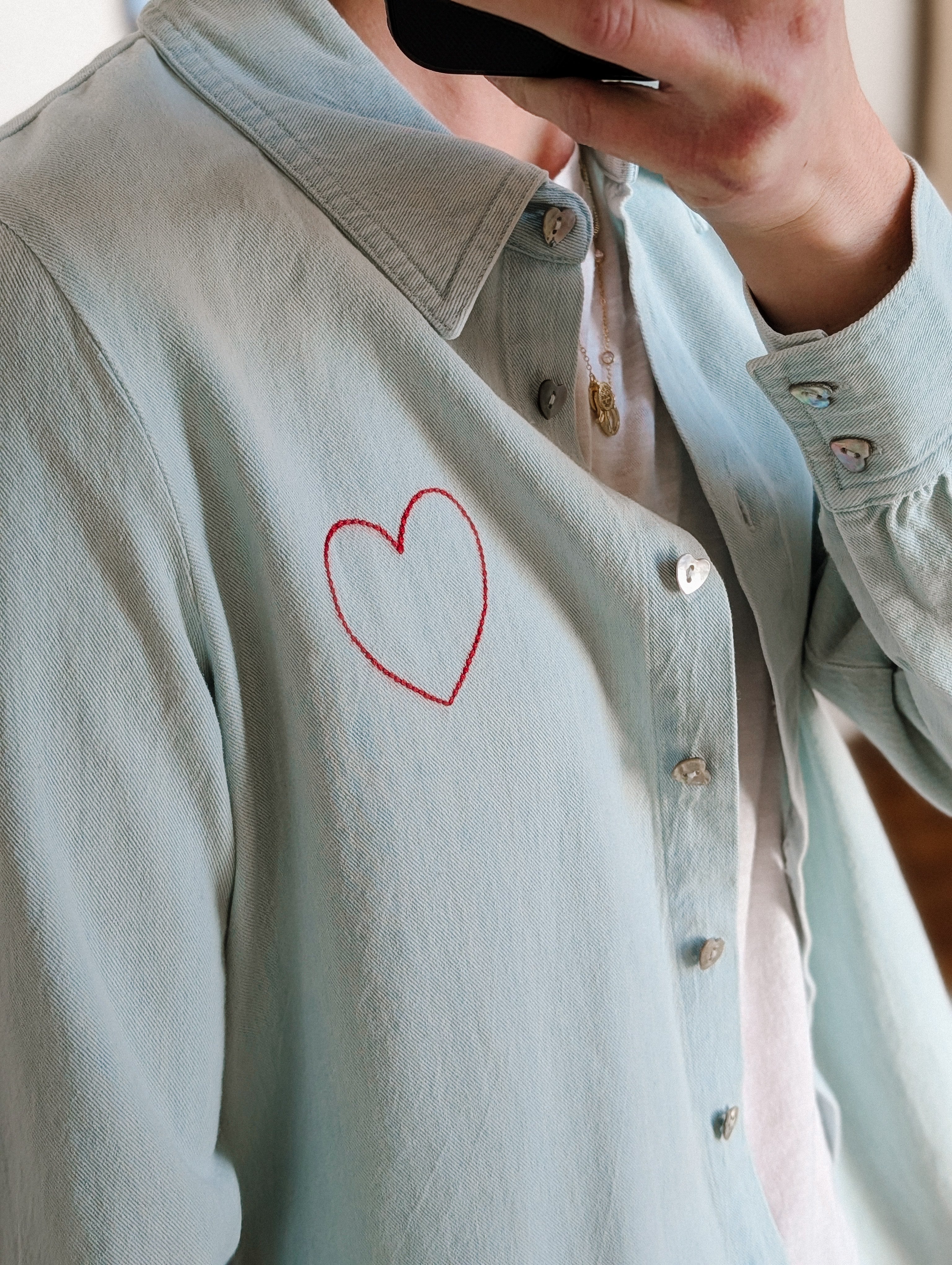 chambray hearts denim l/s