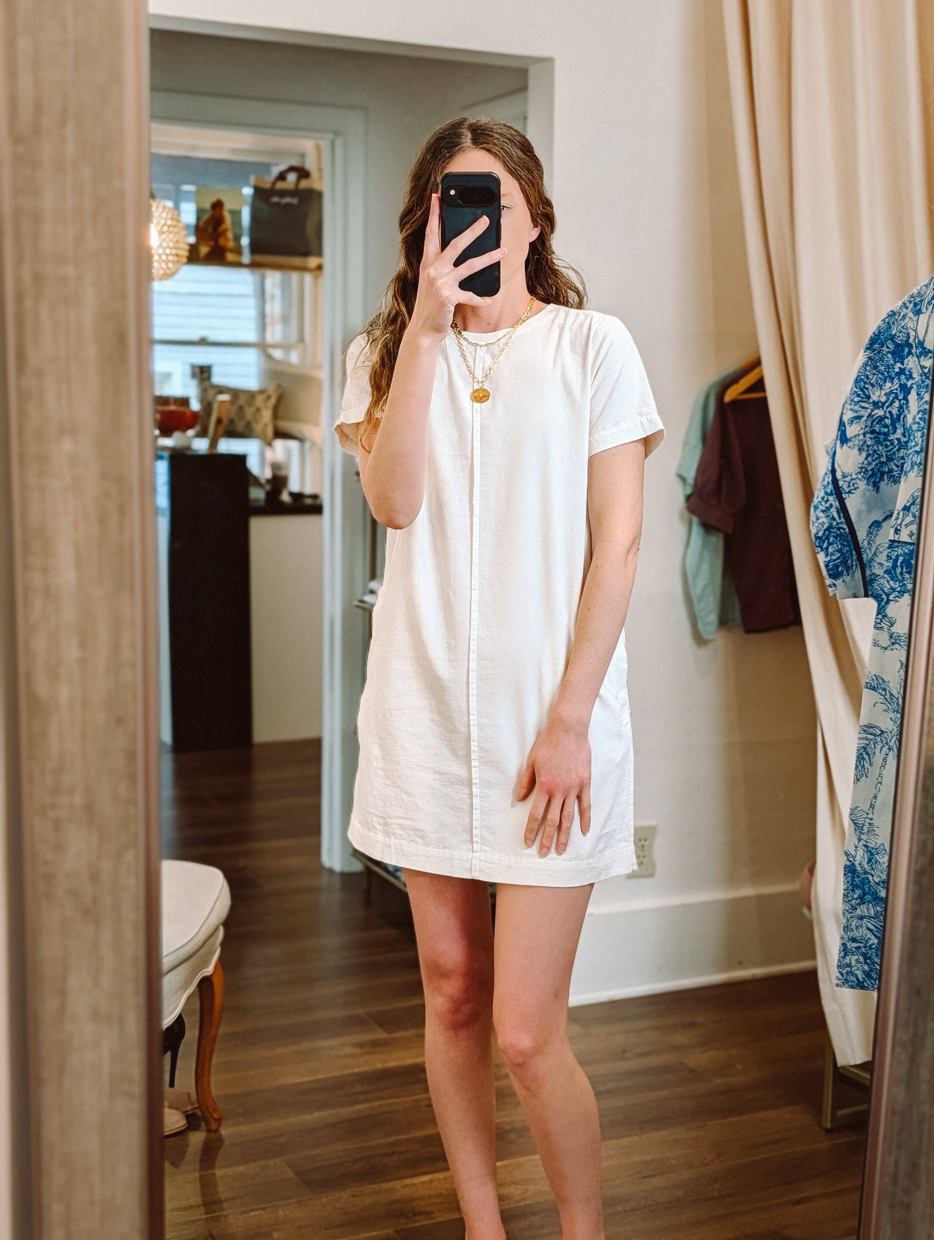 baby cord shift dress in ecru