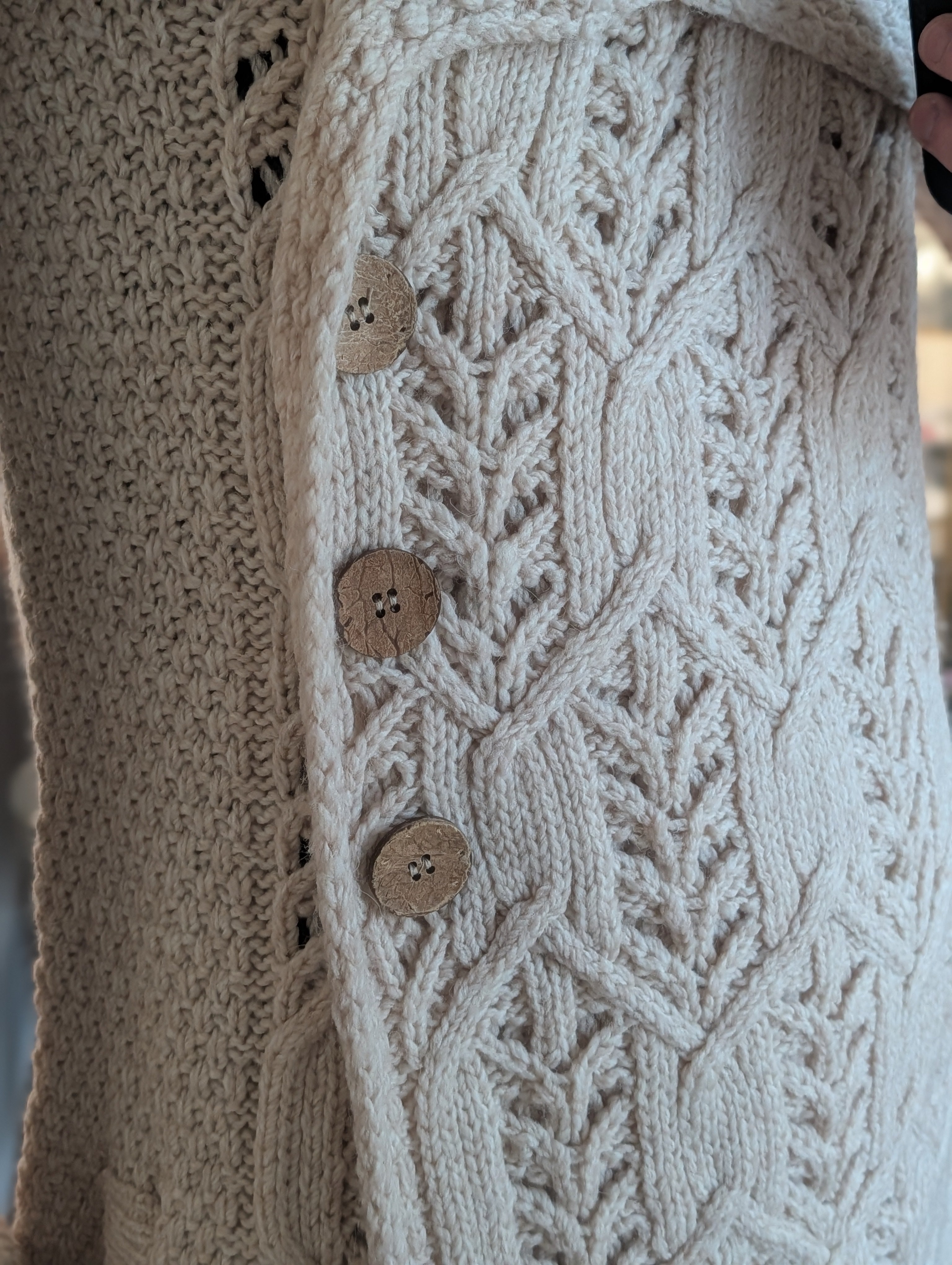 aran tree of life coat in parsnip