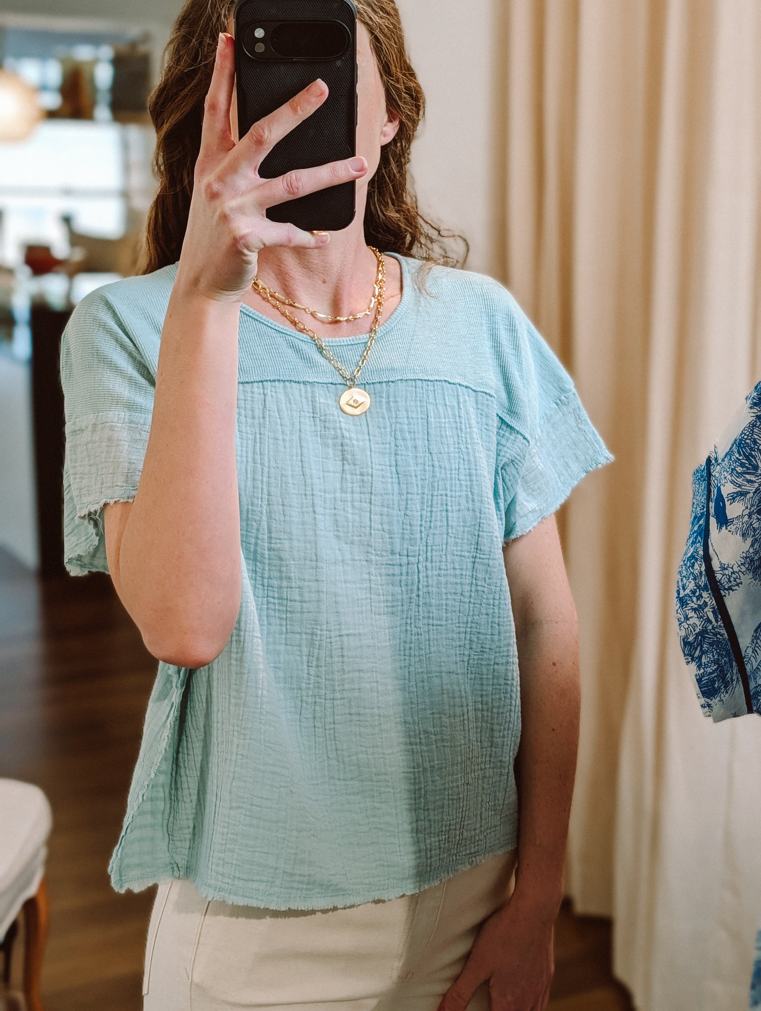 shay gauze top in seafoam