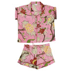 pink, cream, + burnt orange short pj set