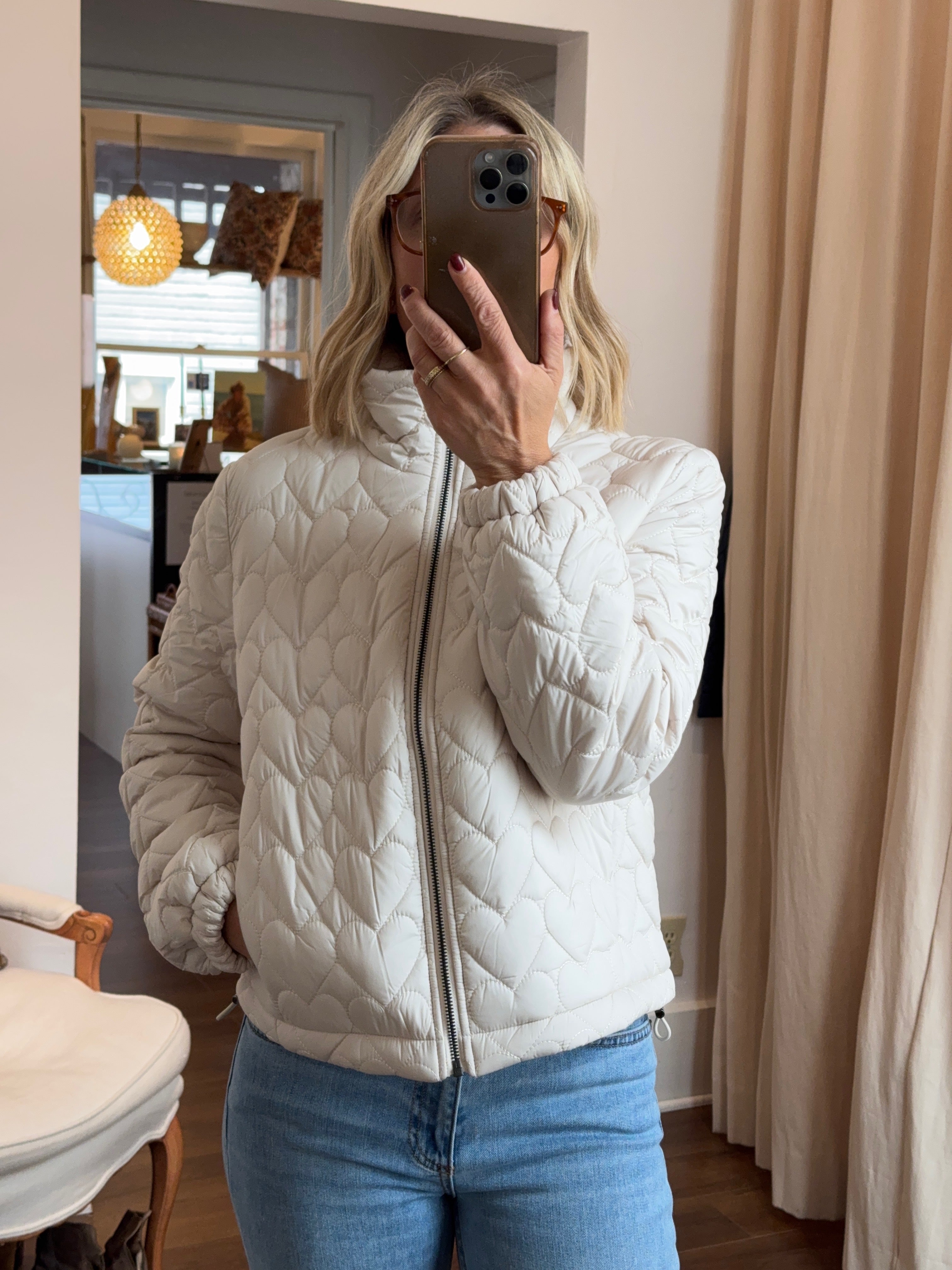 heart puffer in winter white