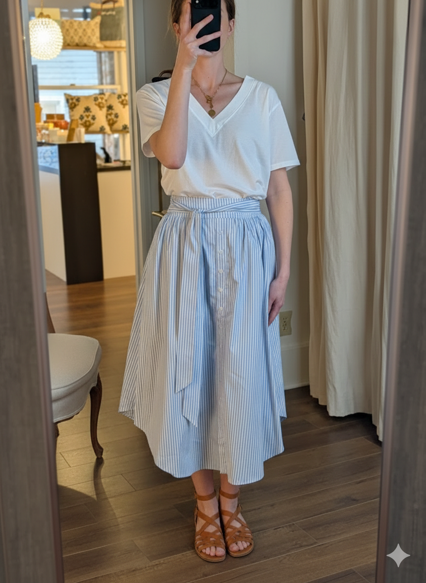 chania skirt in striped light blue
