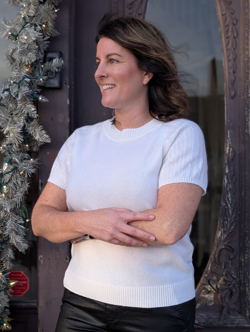 sequin cashmere raglan