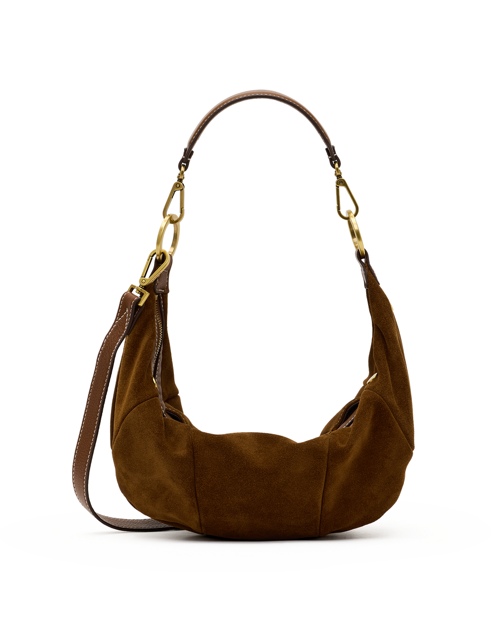 erica medium in cinnamon suede and antique gold
