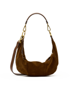 erica medium in cinnamon suede and antique gold