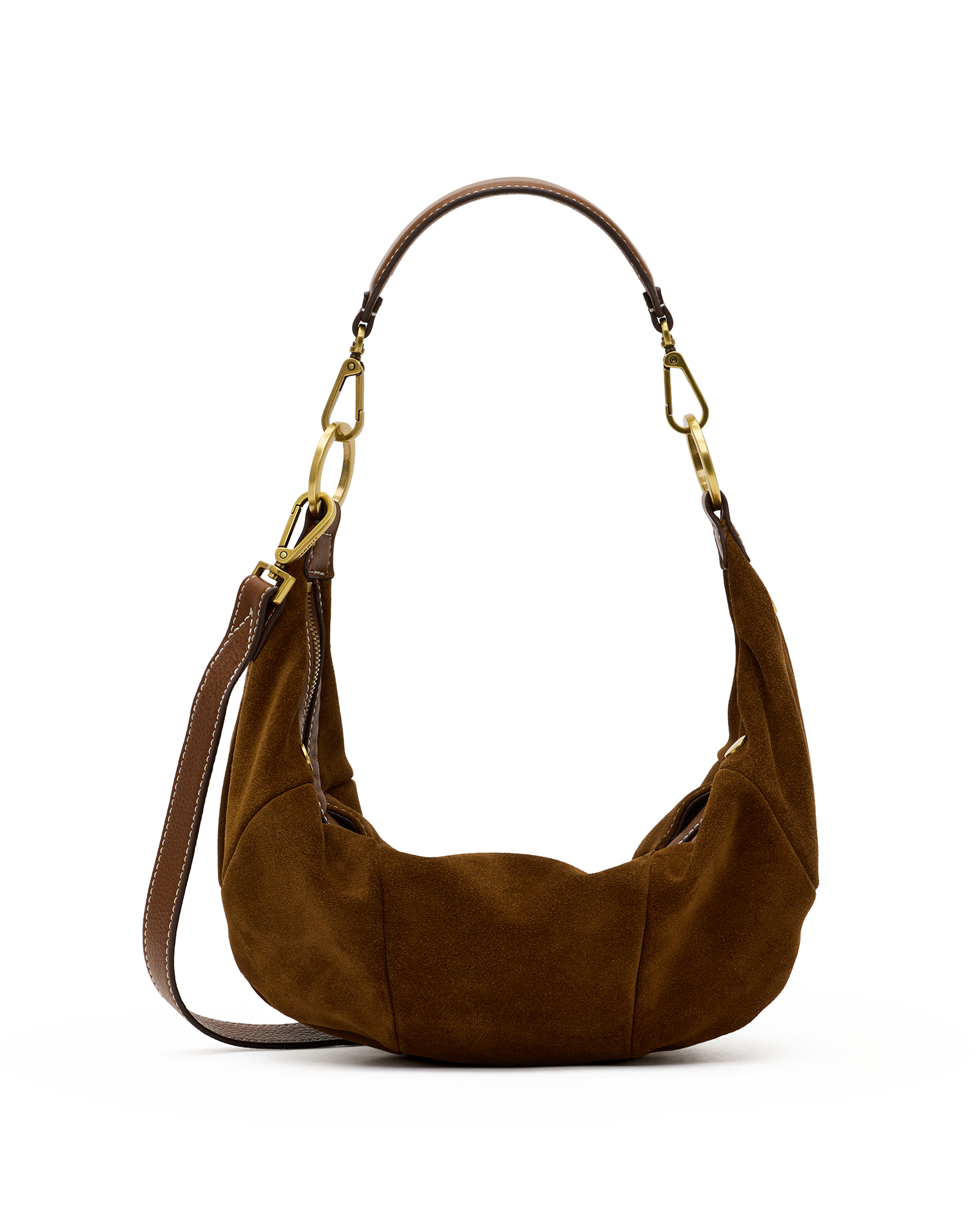 erica medium in cinnamon suede and antique gold