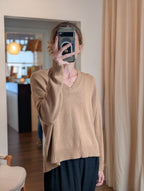 cotton cashmere boxy v neck