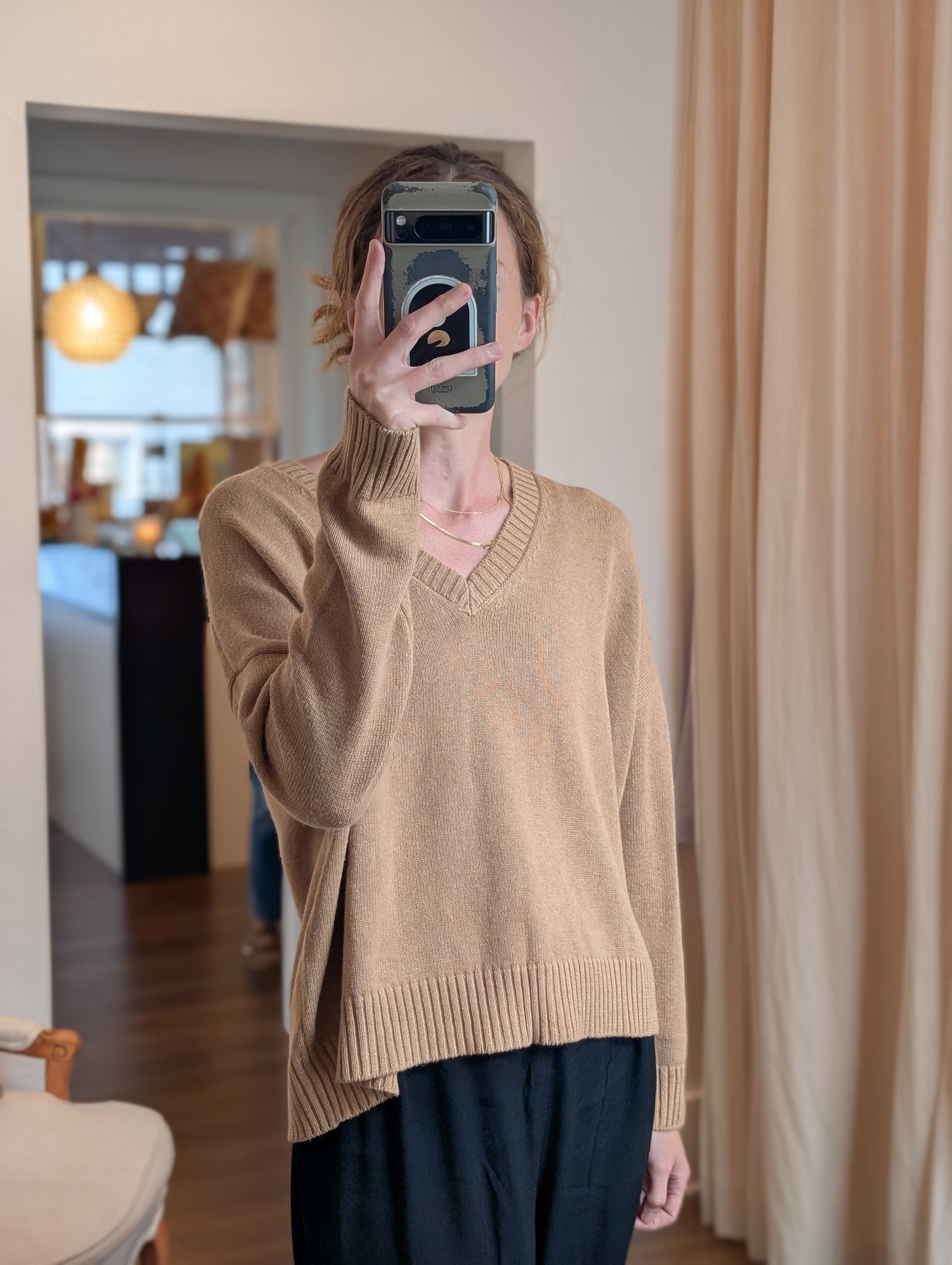 cotton cashmere boxy v neck
