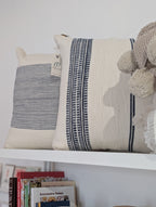 18” arden cotton pillow in natural + navy