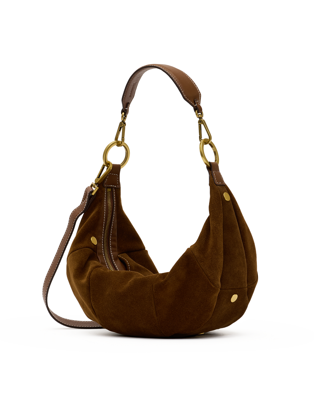 erica medium in cinnamon suede and antique gold