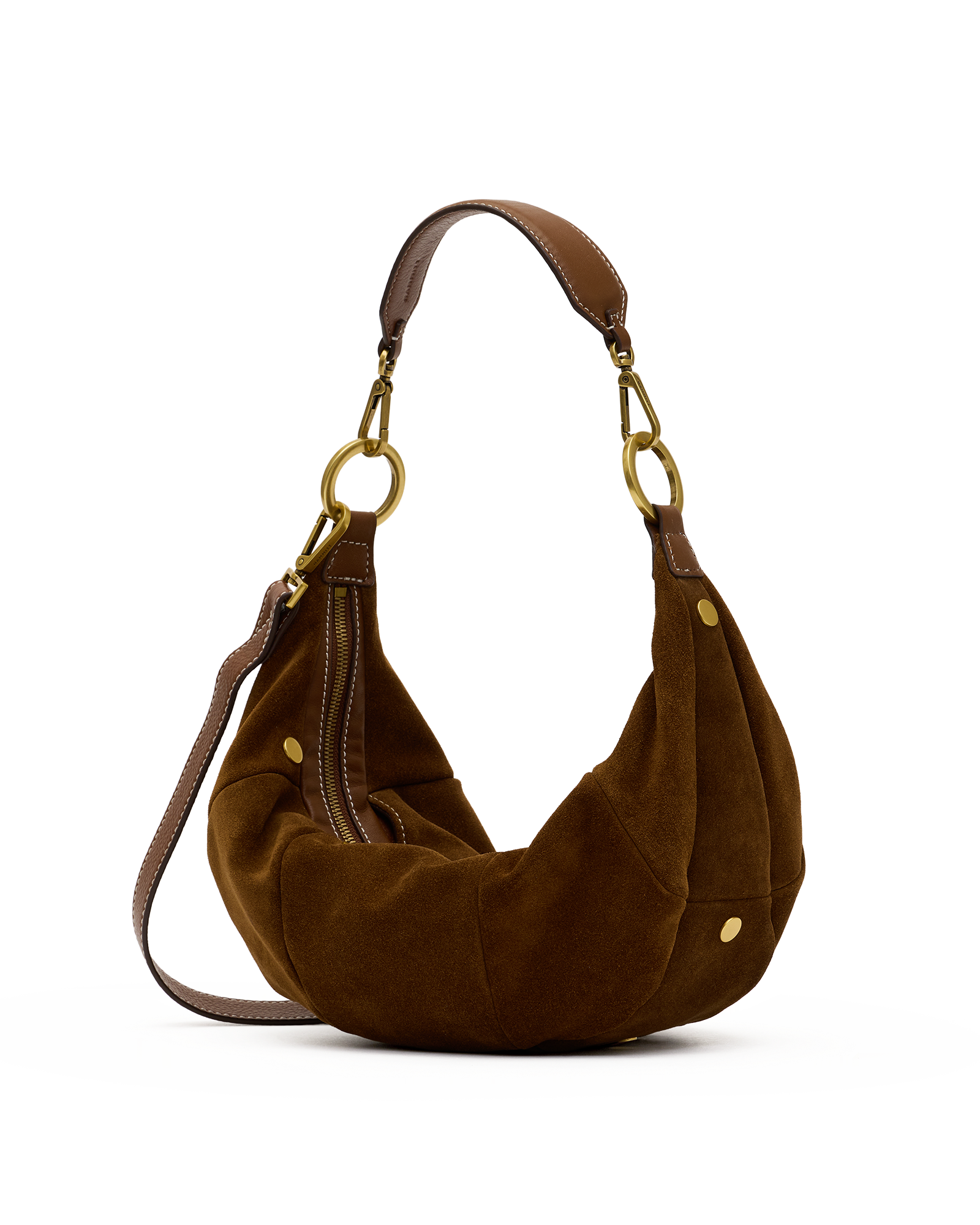 erica medium in cinnamon suede and antique gold