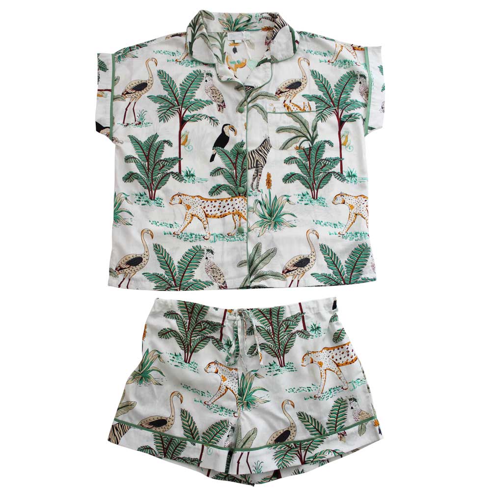 cream safari pj short set