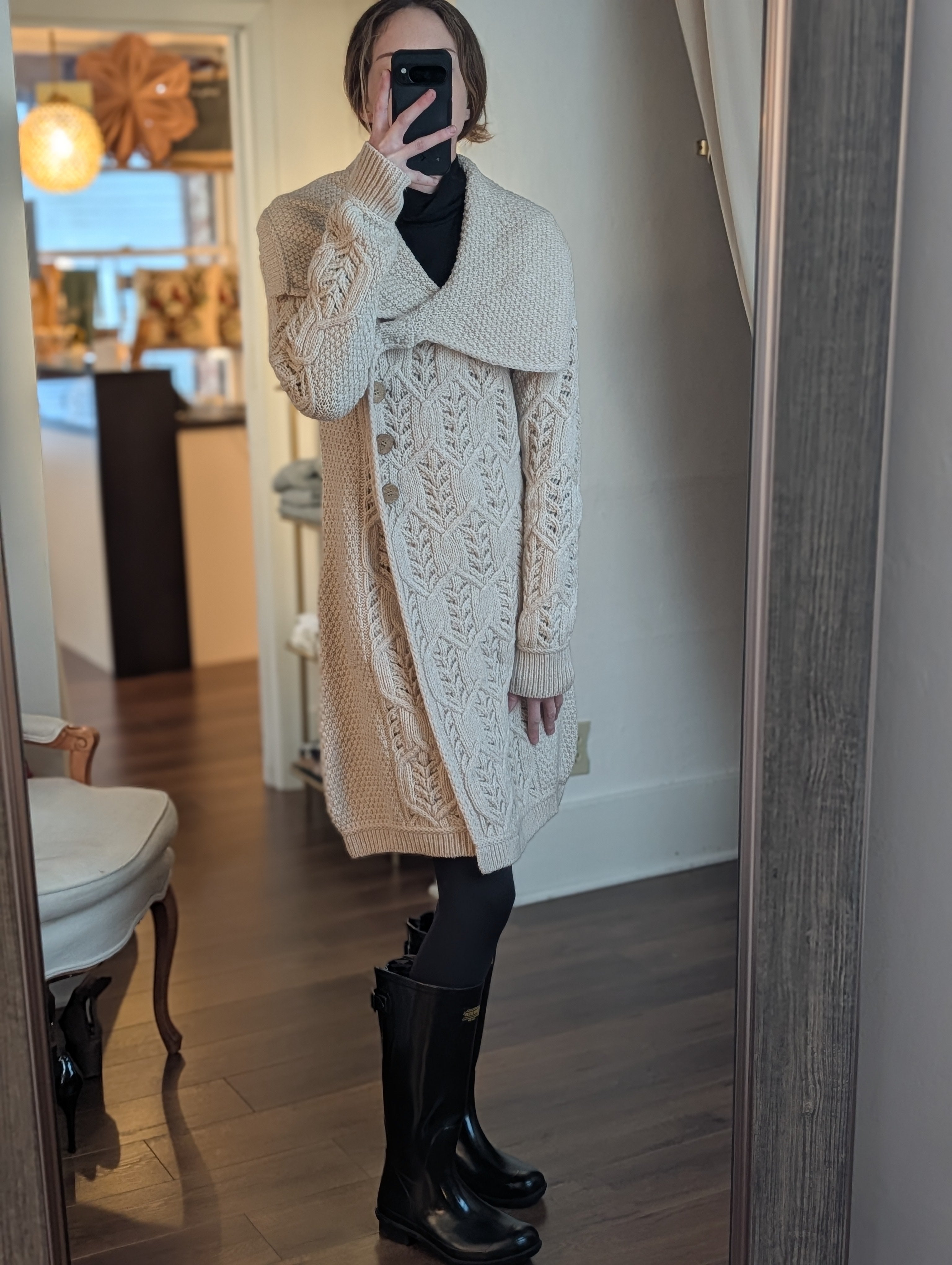 aran tree of life coat in parsnip