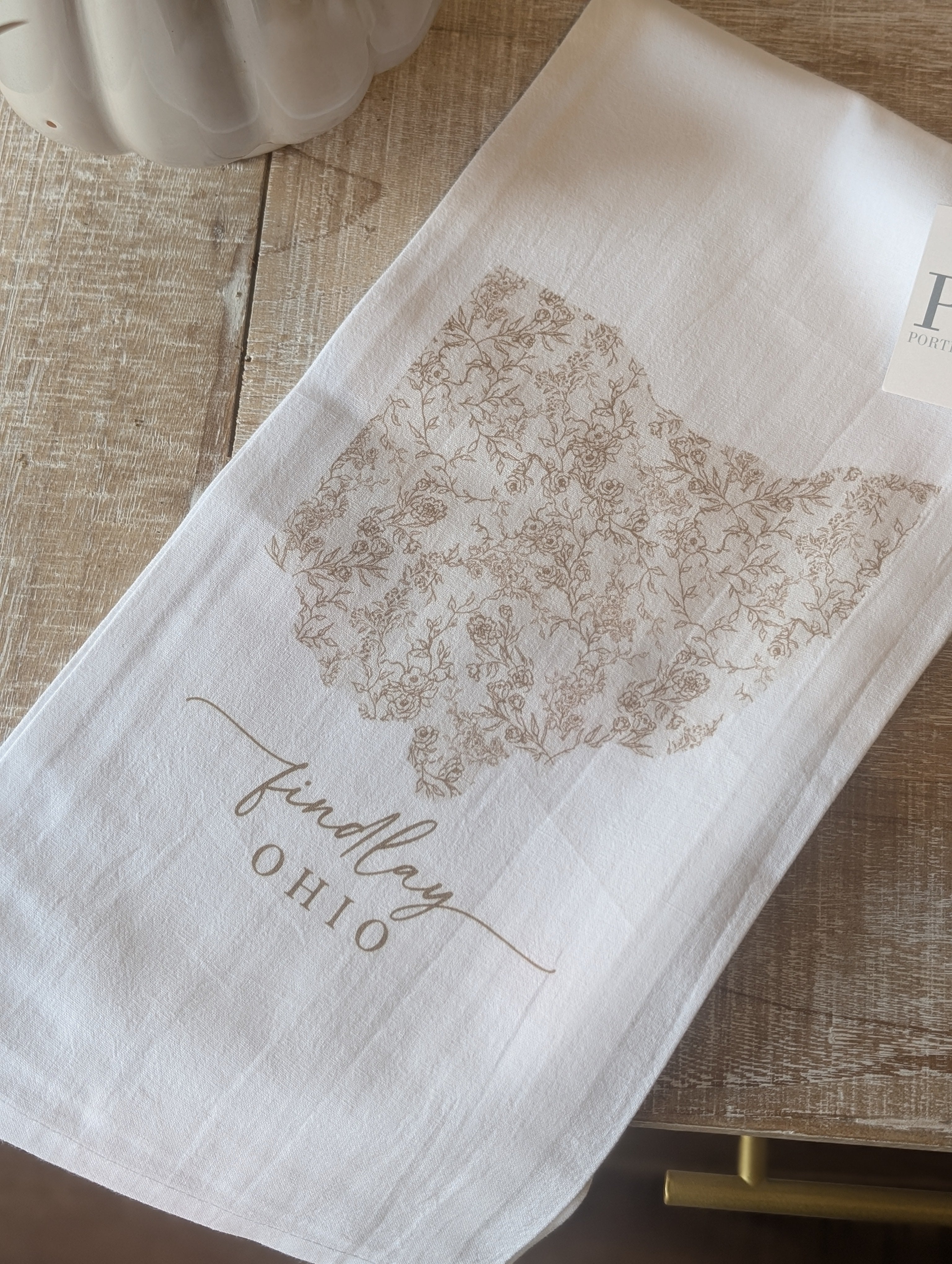 vintage floral Ohio tea towel
