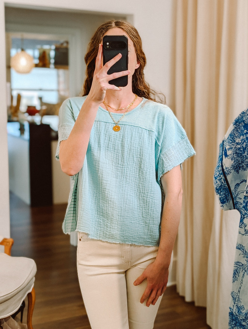 shay gauze top in seafoam