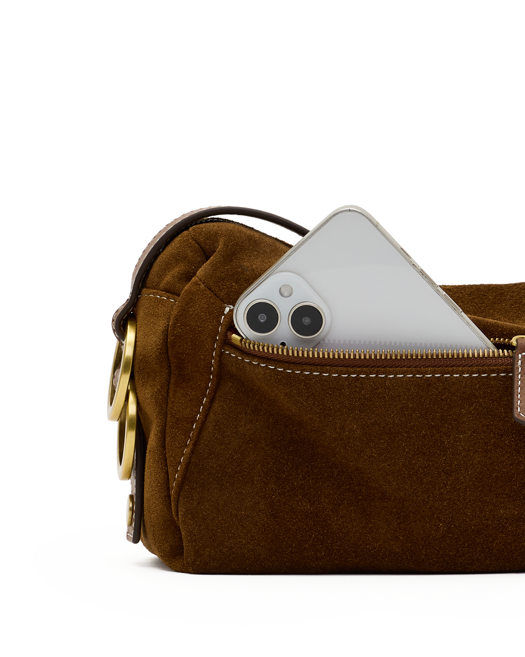 doxie medium in cinnamon suede & antique gold
