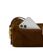 doxie medium in cinnamon suede & antique gold