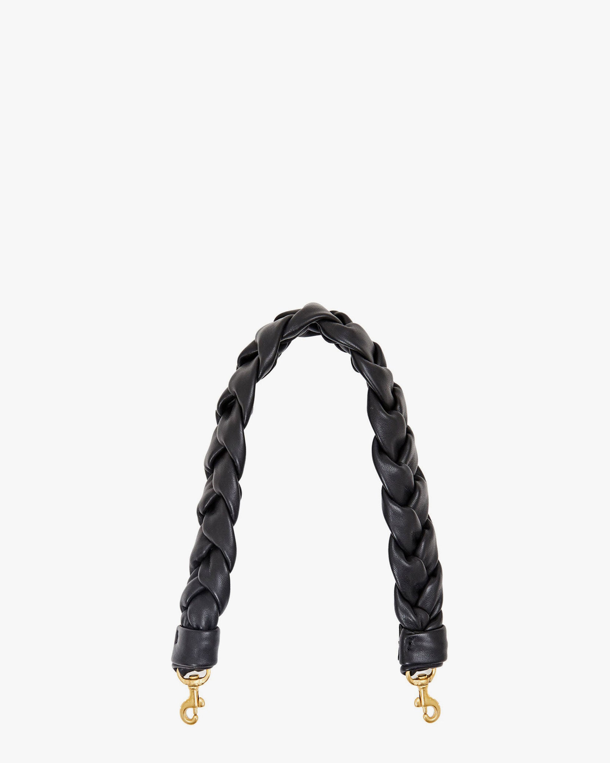 braided shoulder strap in nappa black
