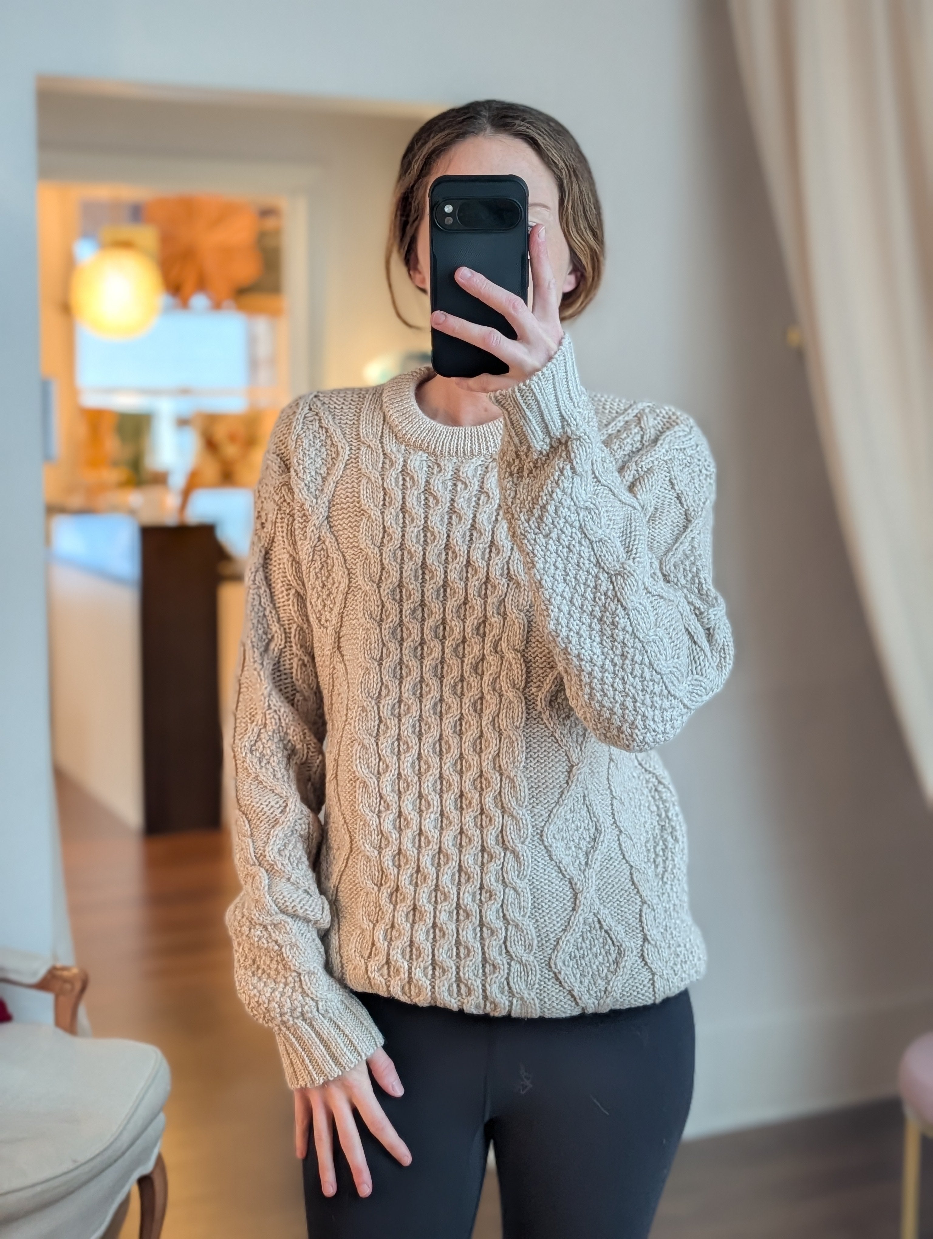 fisherman cable sweater in parsnip