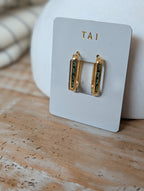 emerald oblong huggie