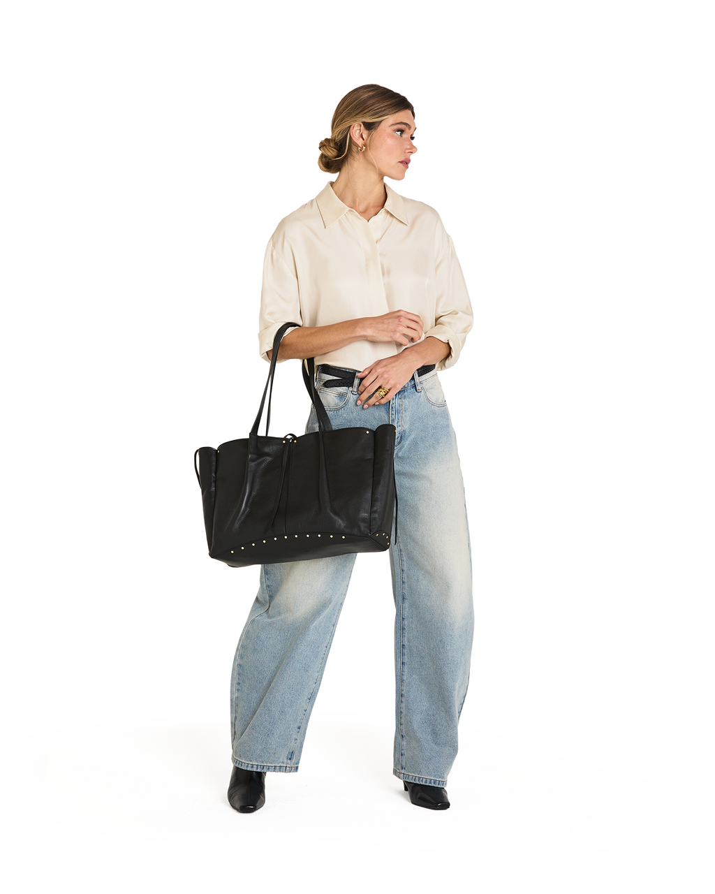 meryl carryall in black & brushed gold