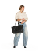 meryl carryall in black & brushed gold
