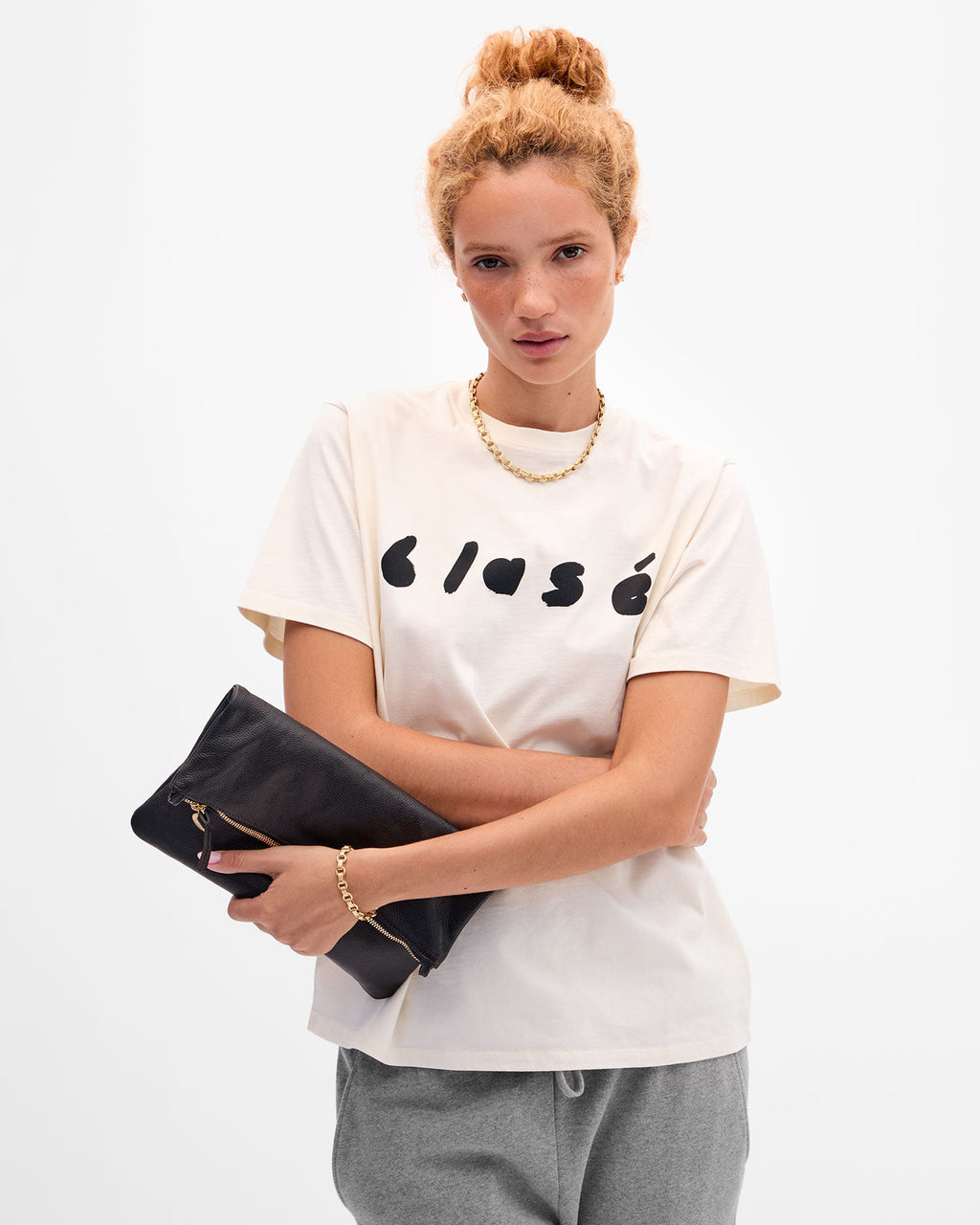 foldover clutch in petit caviar