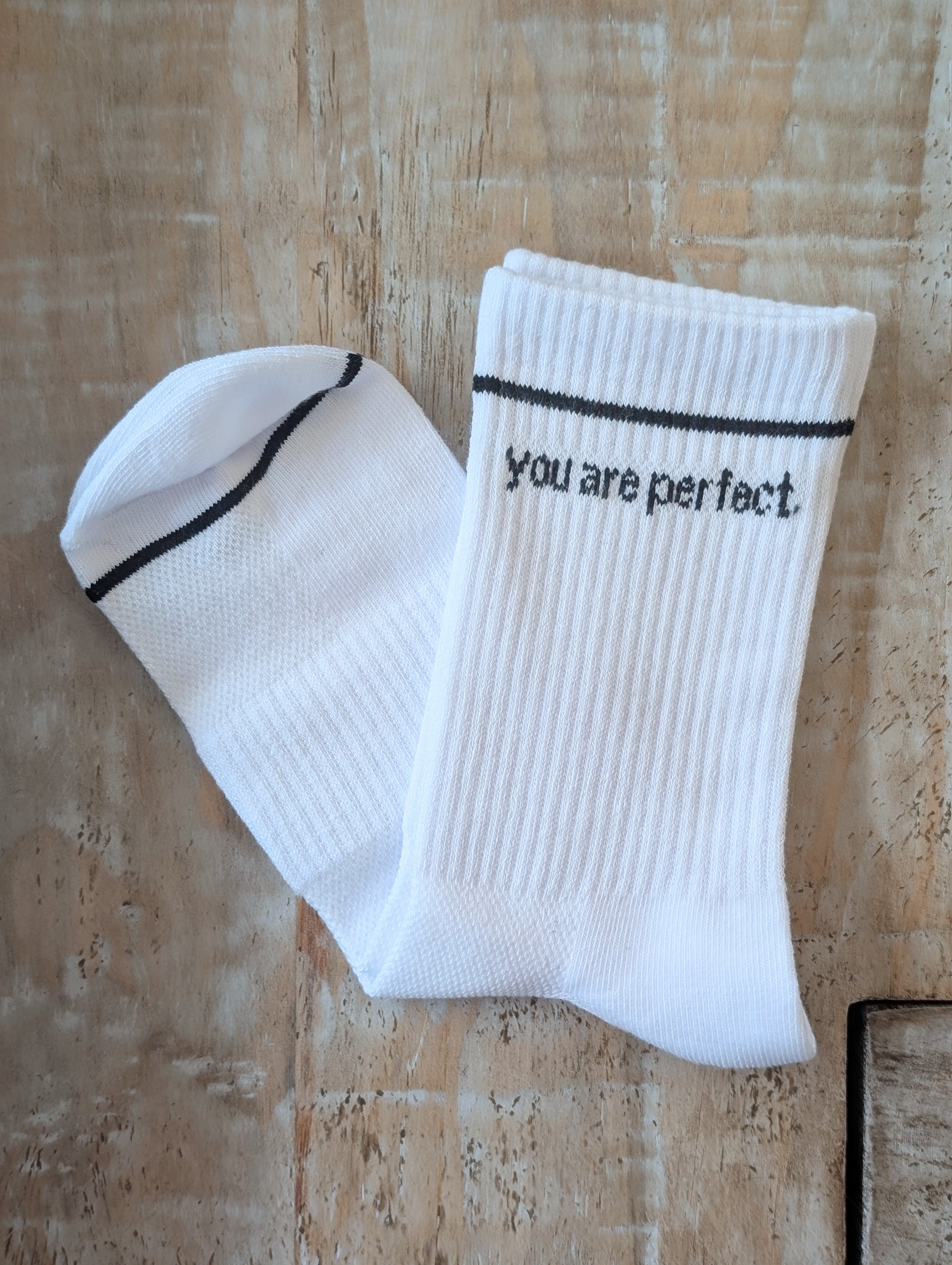 you are perfect. sock - white