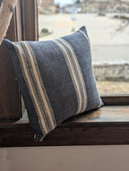 18” aden cotton throw pillow - navy + natural