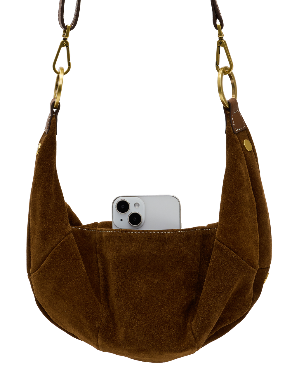 erica medium in cinnamon suede and antique gold