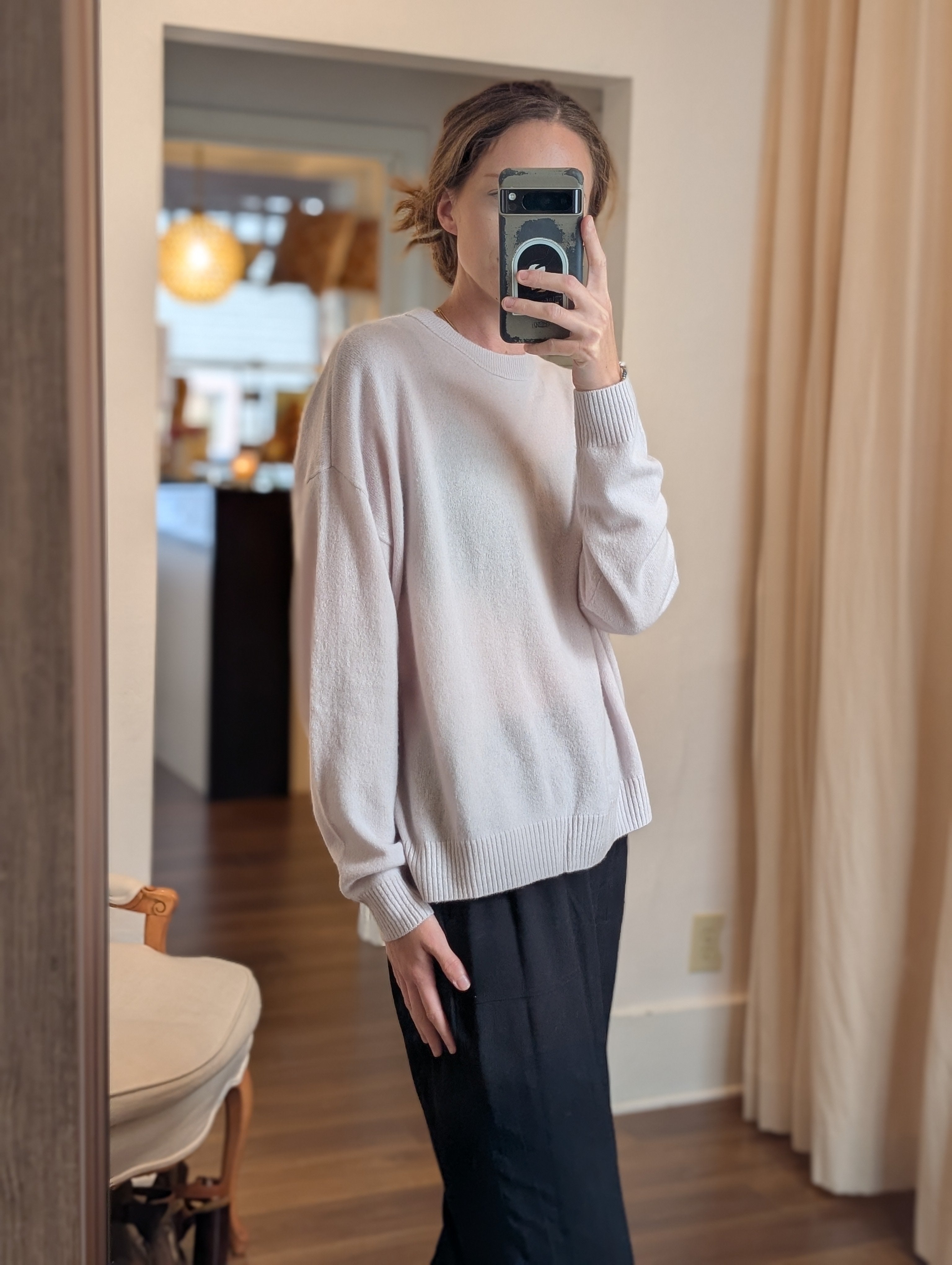 cashmere oversized crew in fog