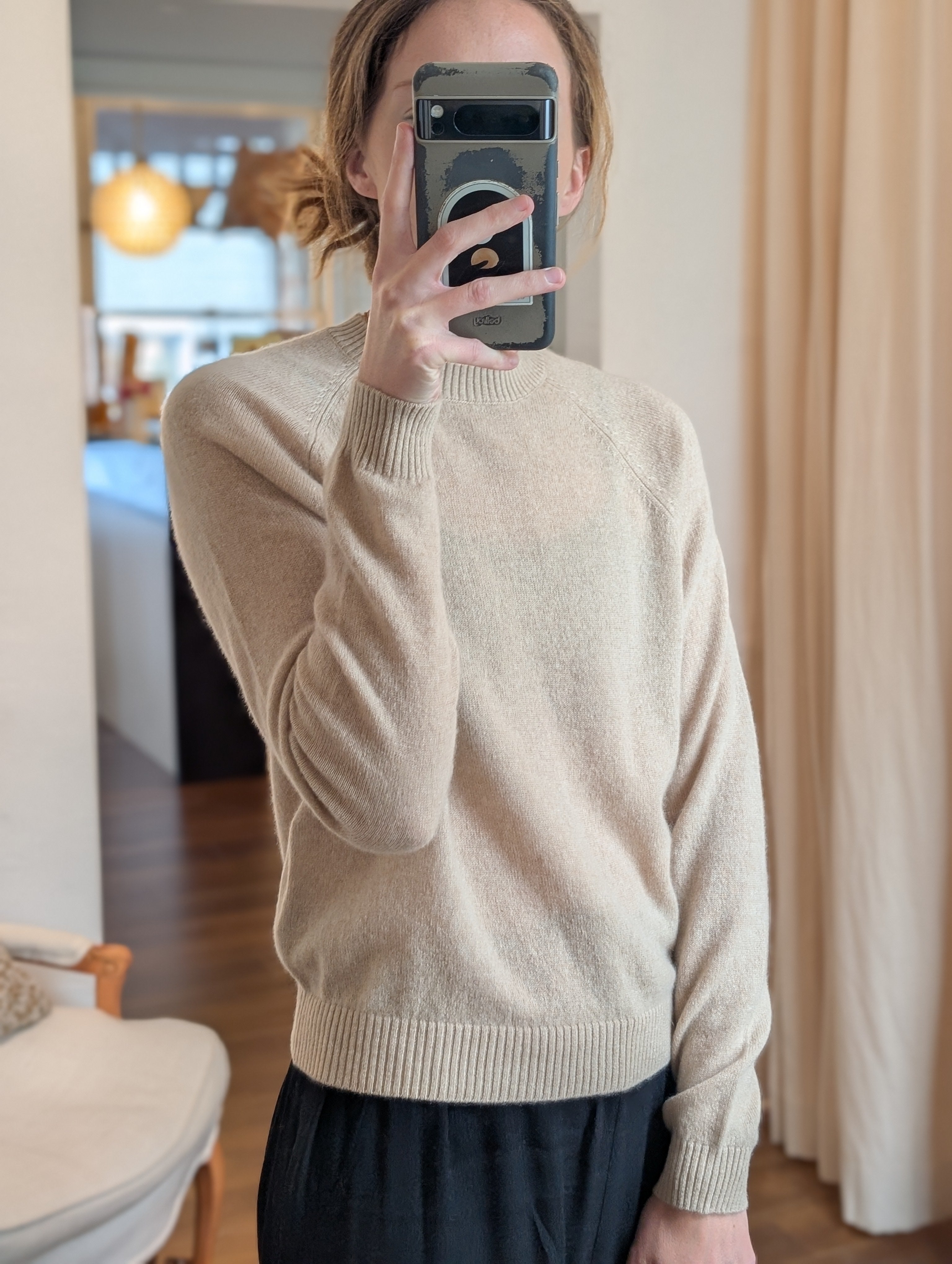 cashmere long sleeve shrunken crew