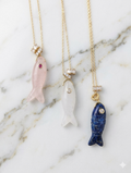 crystal koi necklace with pave charm