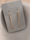 pave oblong drop earring - gold