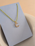 braided crescent charm necklace
