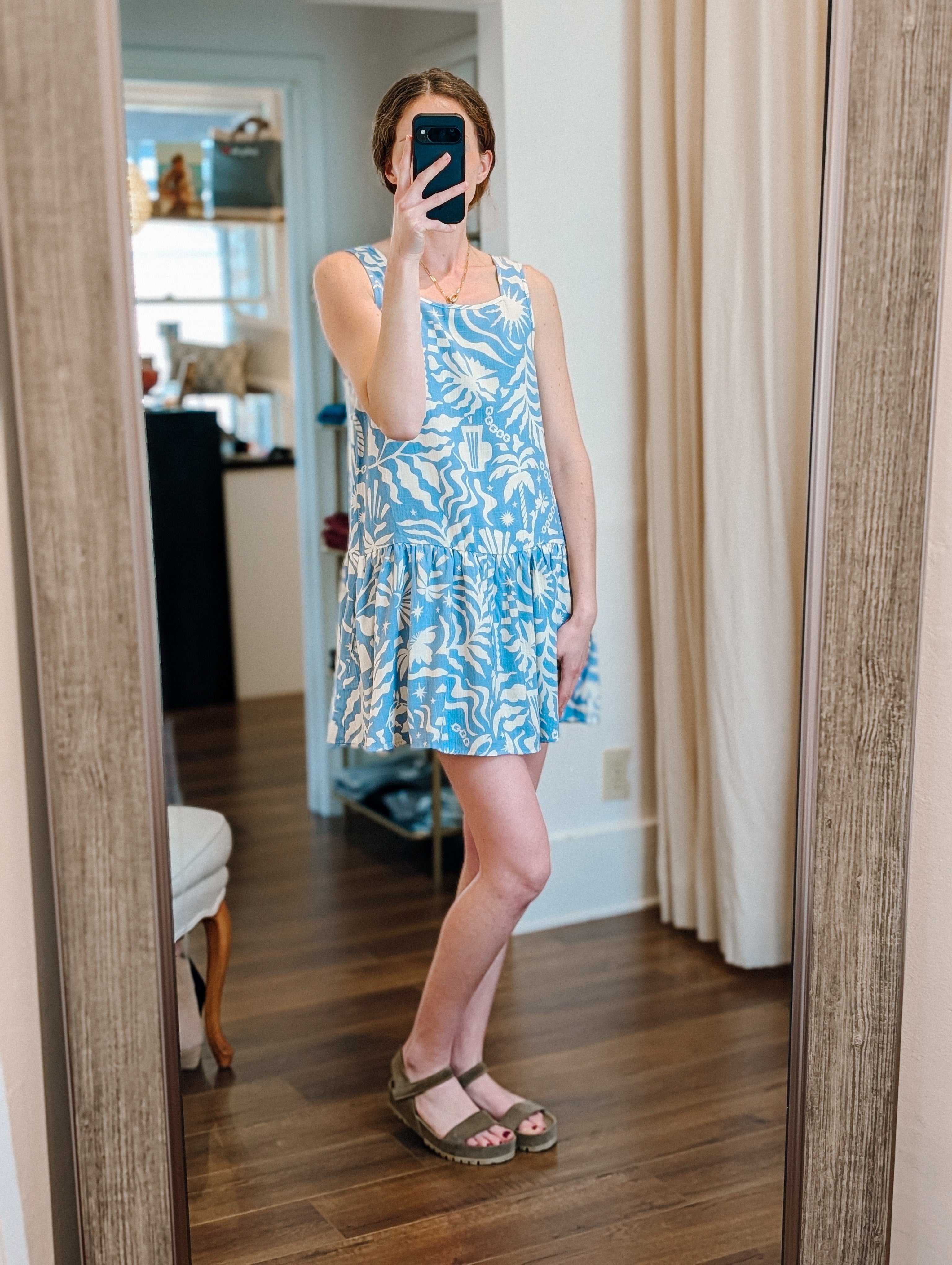 woven linen blend reversible play dress