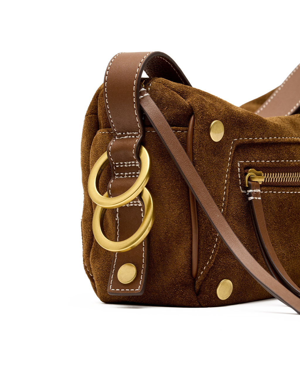 doxie medium in cinnamon suede & antique gold