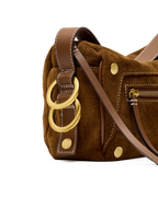 doxie medium in cinnamon suede & antique gold