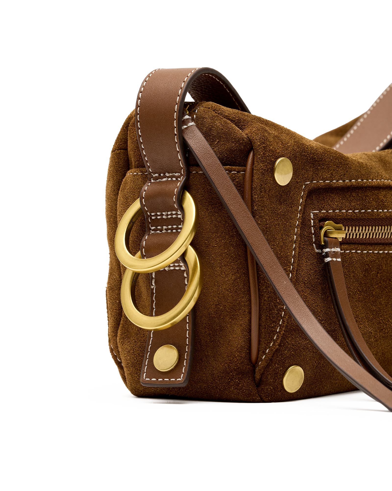 doxie medium in cinnamon suede & antique gold