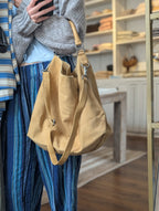 suzie suede slouch tote in harvest gold